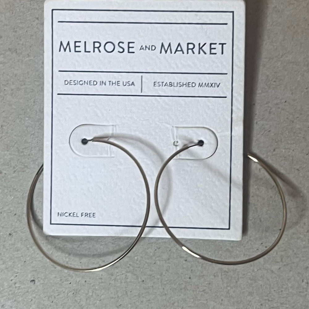 Melrose and Market Silver Tone Large Hoop Earrings Nickel Free NWT